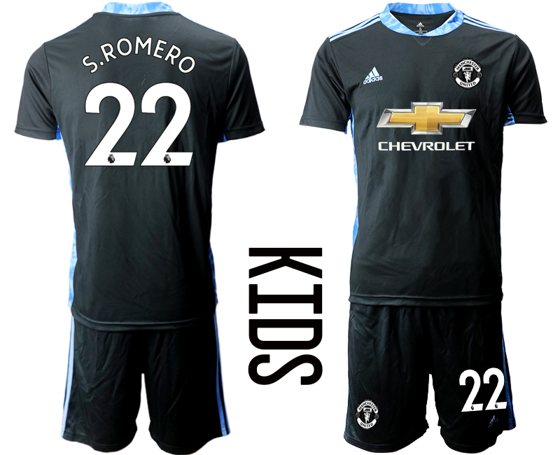 Youth 2020-2021 club Manchester United black goalkeeper #22 Soccer Jerseys->manchester city jersey->Soccer Club Jersey